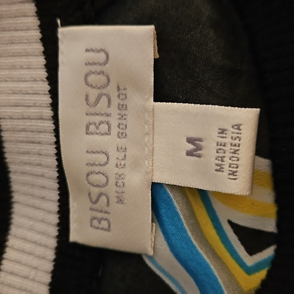 VTG BISOU BISOU Geometric Striped Mod Festival Disco Blouse Medium - Picture 9 of 11